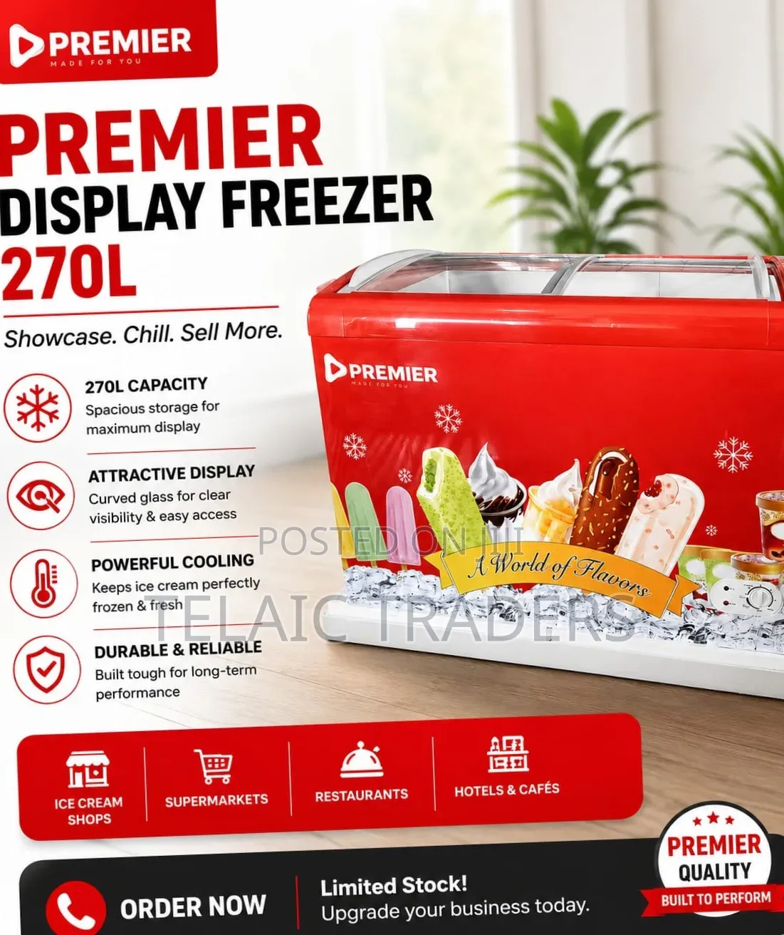 Premier 270l Display Freezer