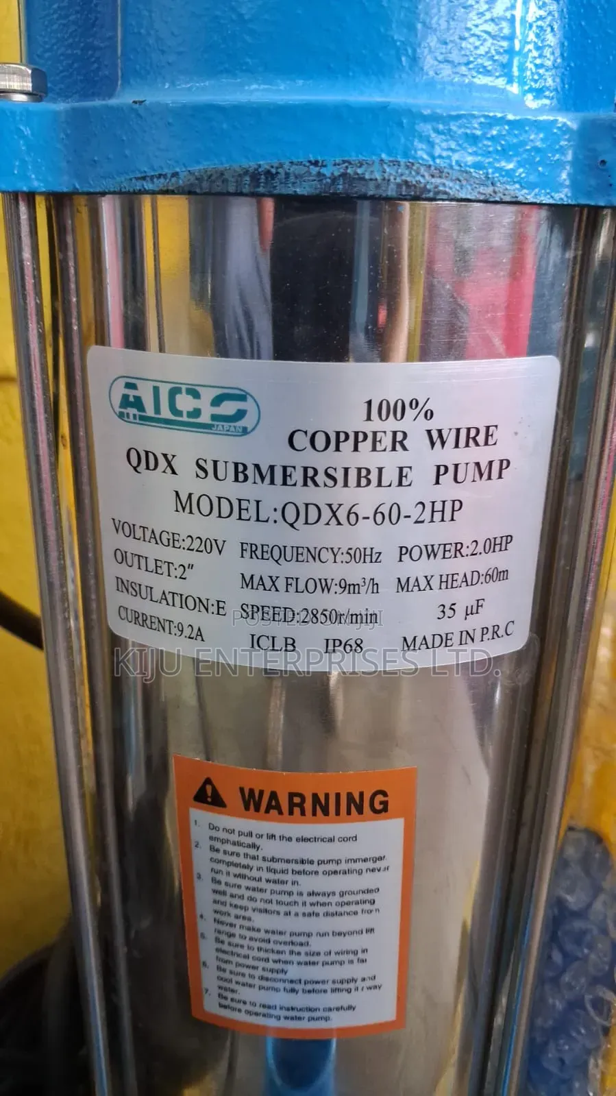 Aico Japan Qdx6-60-2hp Submersible Water Pump – 2 Inch Outlet, 60m