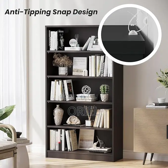 Office Bookshelf : Black Office 5 Shelf Bookcase