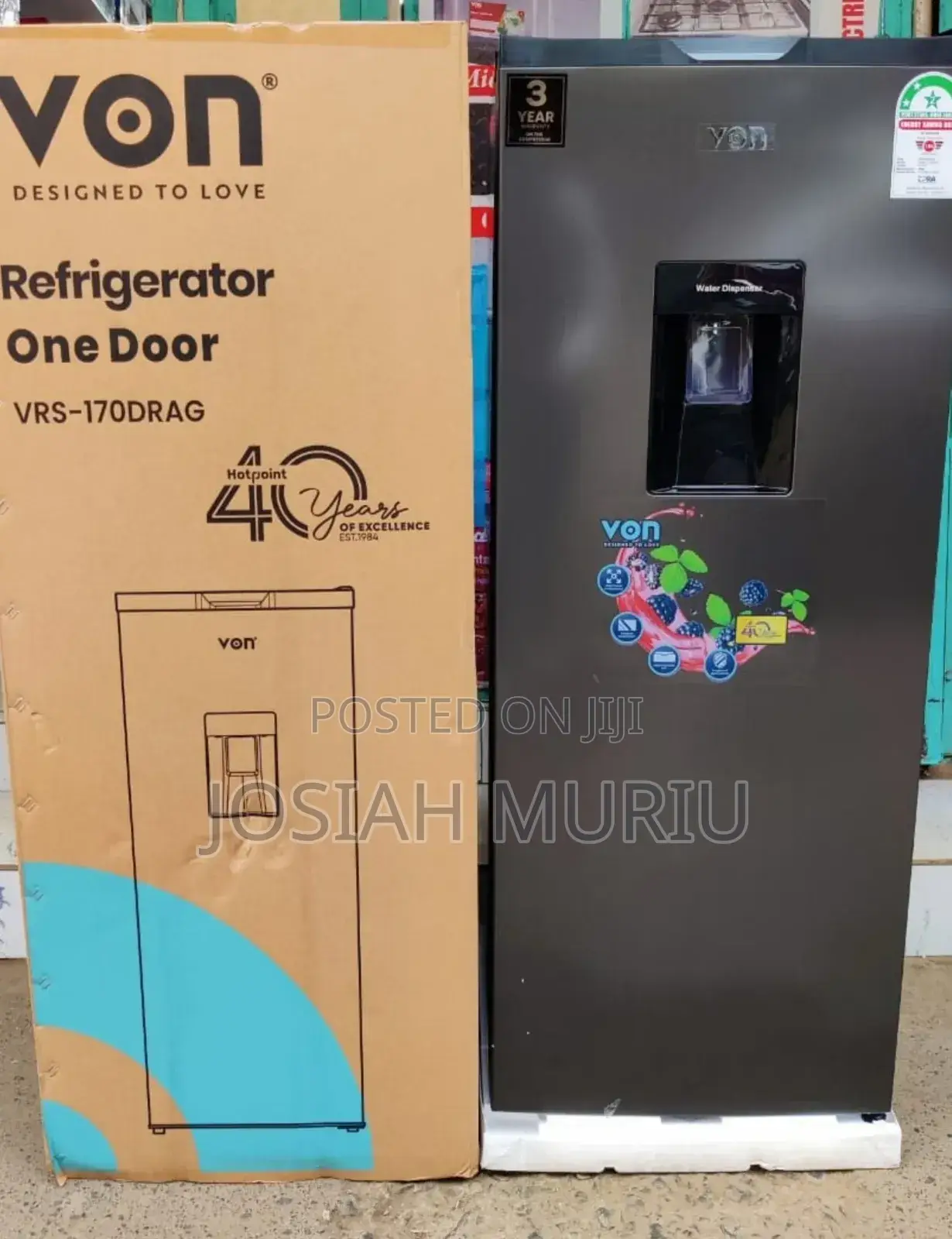 Von Fridge 176 Litres With Dispenser Single Door Refrigerator