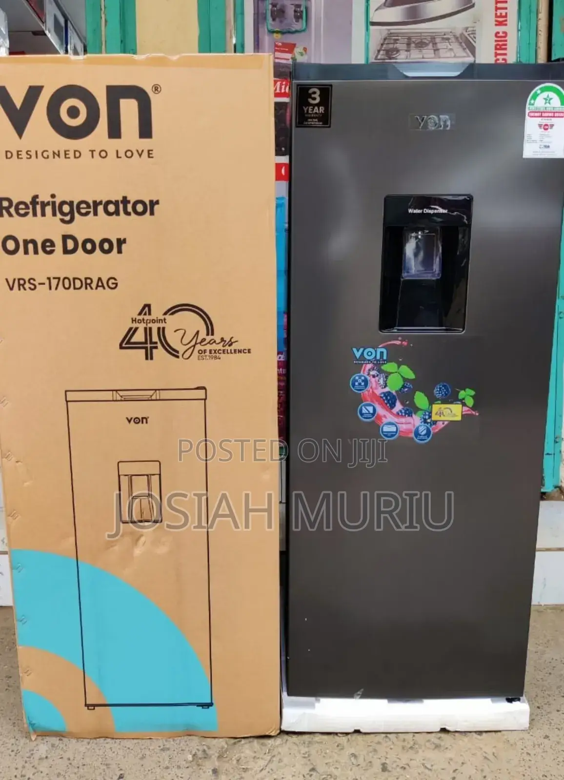 Von Fridge 176 Litres With Dispenser Single Door Refrigerator