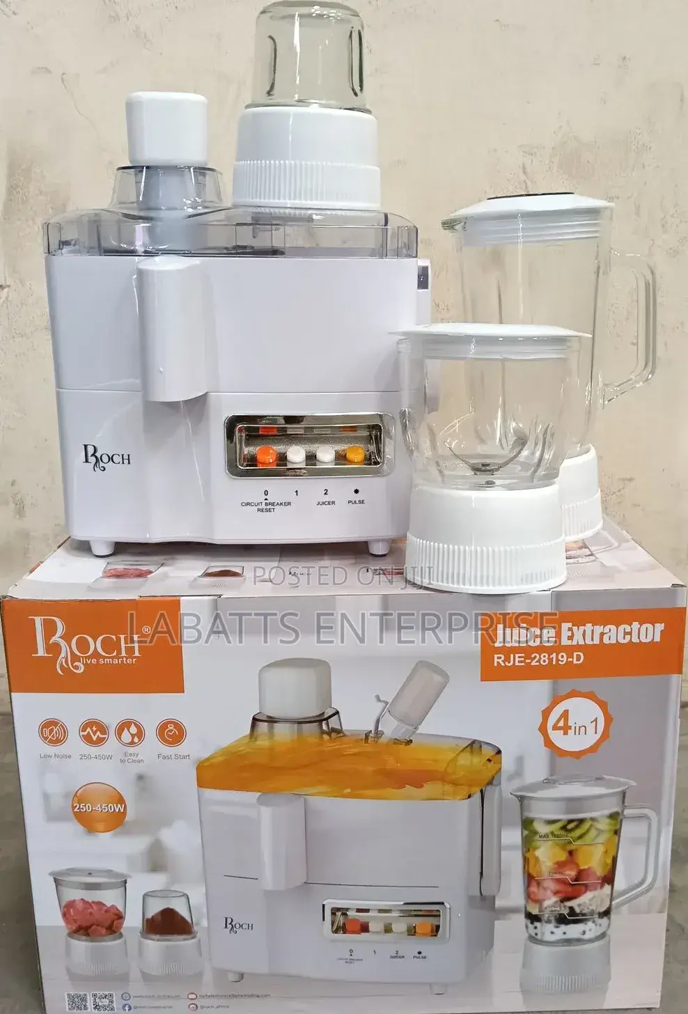 Roch 4-in-1 Juicer, Blender, Grinder Mill Food Processor
