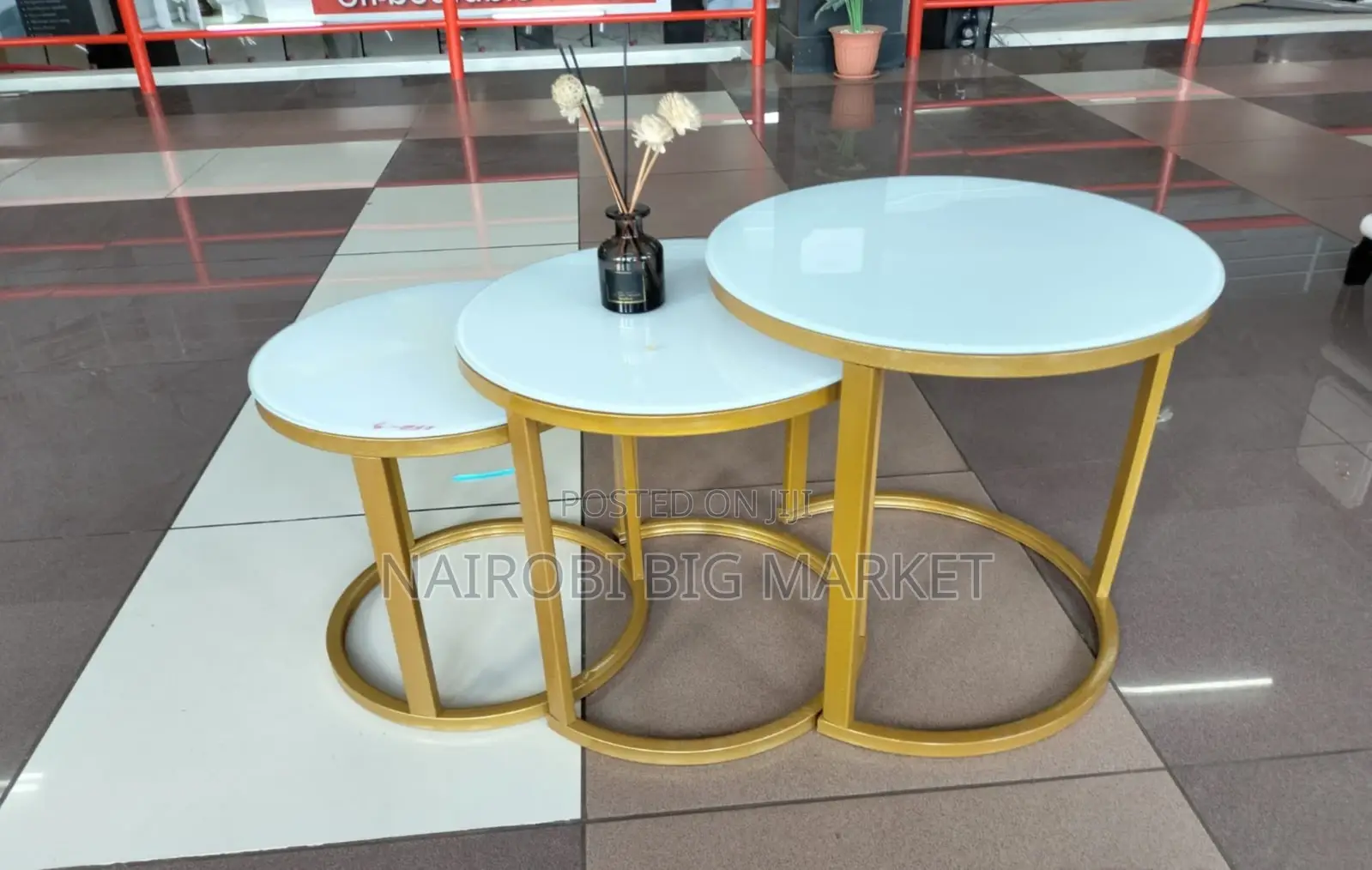 3 in 1 Executive Glass Effect Marble Table