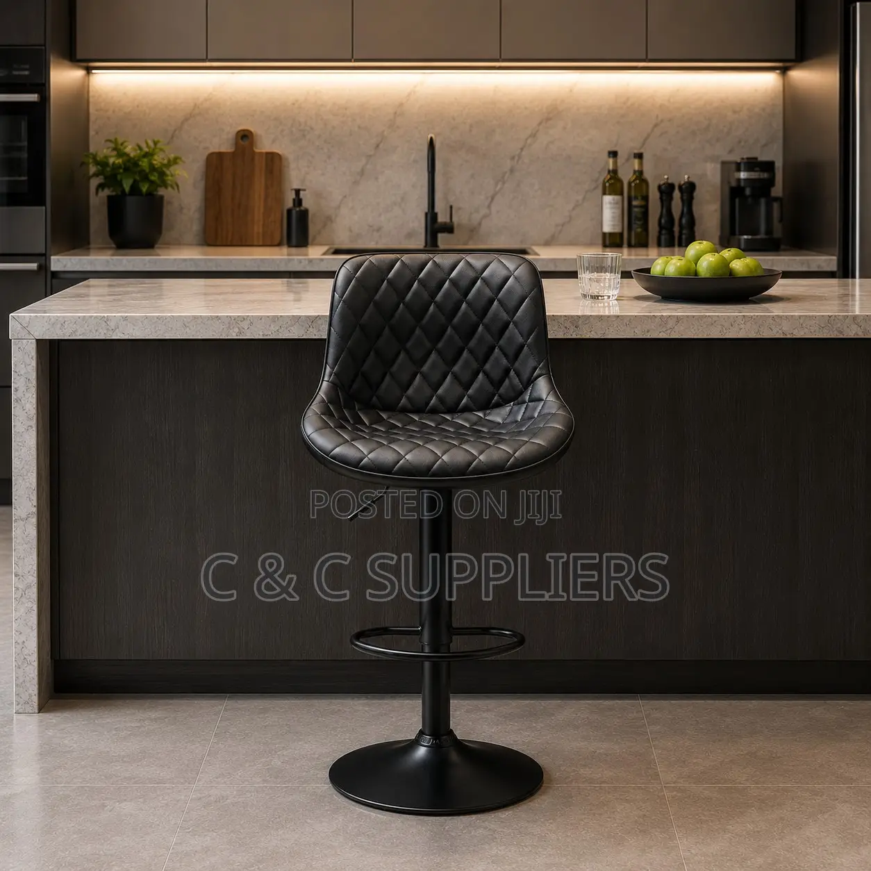 Adjustable Leather Dining Kitchen Stool.