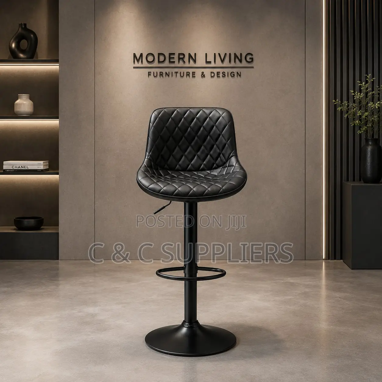 Adjustable Leather Dining Kitchen Stool.