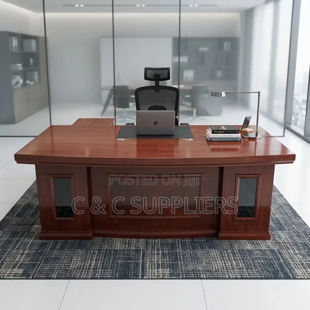 Imported Mahogany Ceo's Desk With Extension