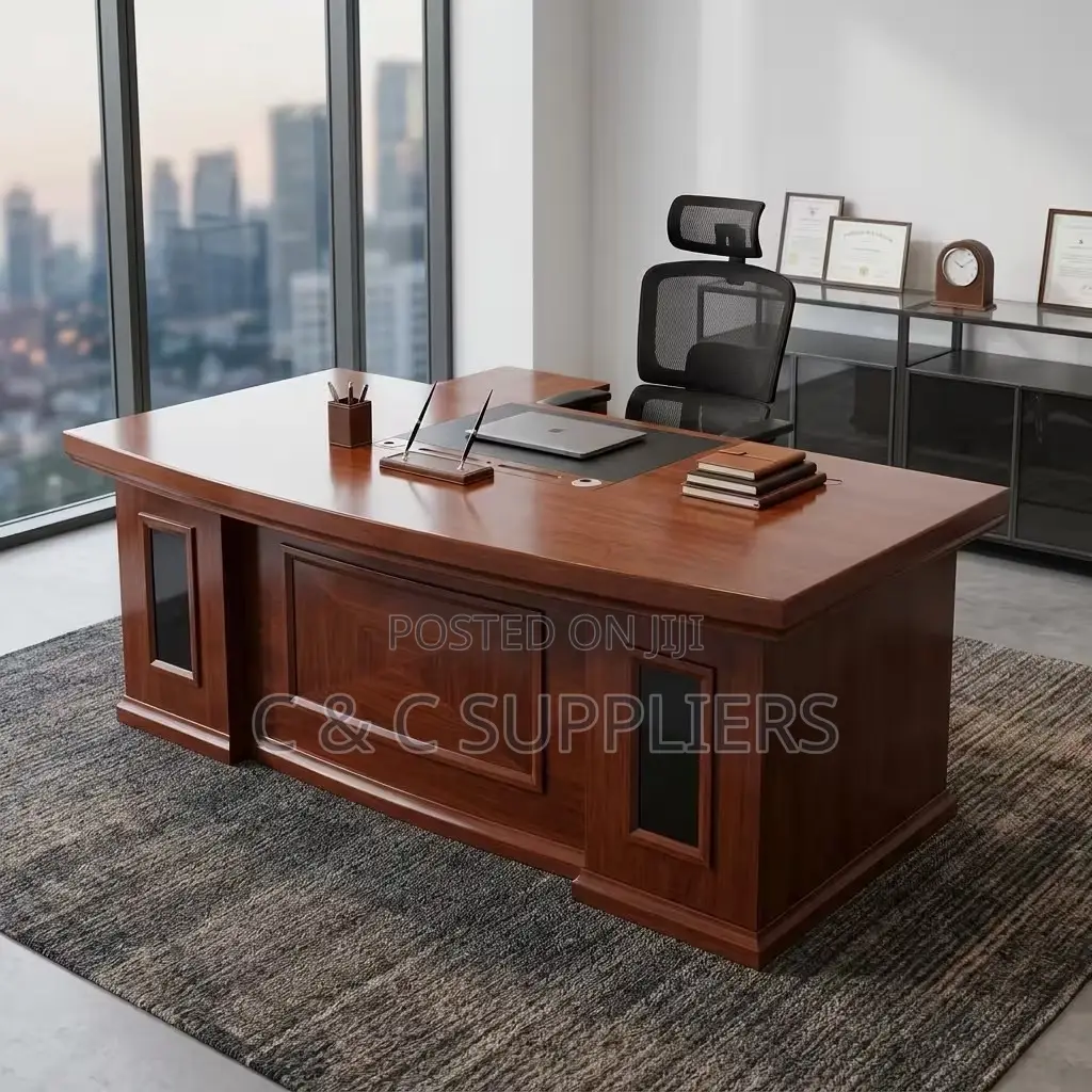 Imported Mahogany Ceo's Desk With Extension