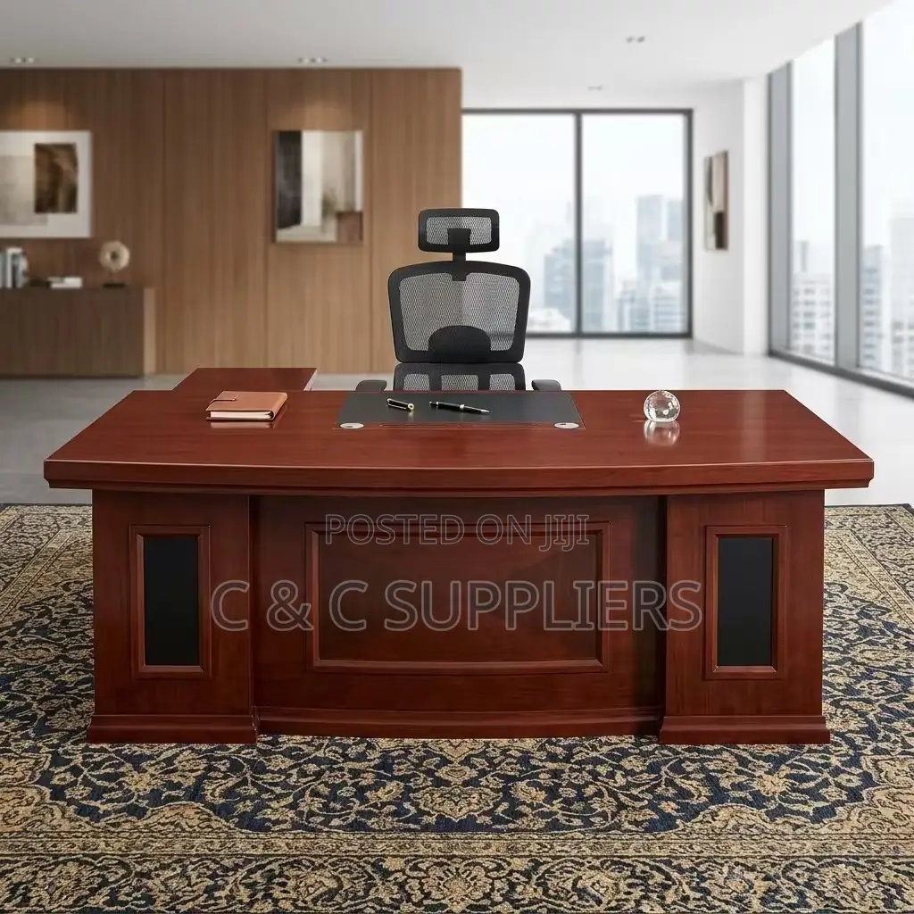 Imported Mahogany Ceo's Desk With Extension