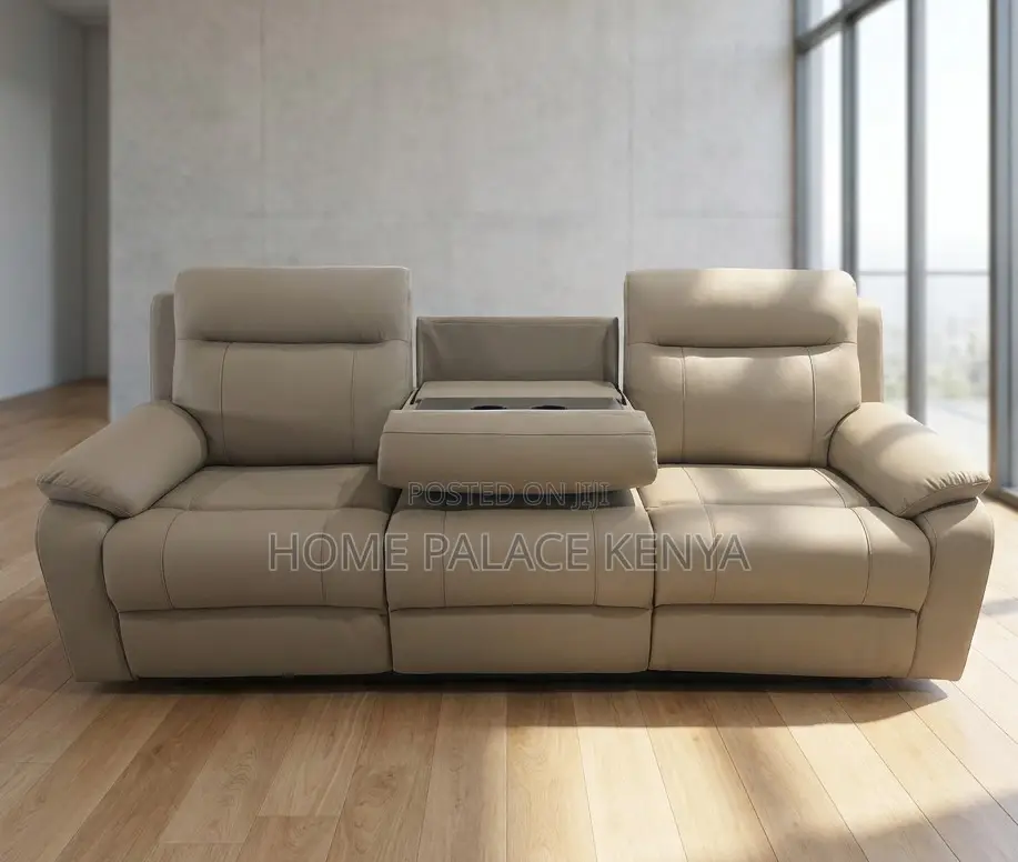 Home Sofa: 3 Person Beige Recliner Lounge Seat