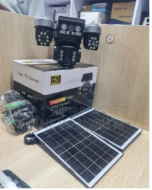 Outdoor Triple Lens Solar Camera – 4g Sim Card, Dual Solar Panel, PTZ