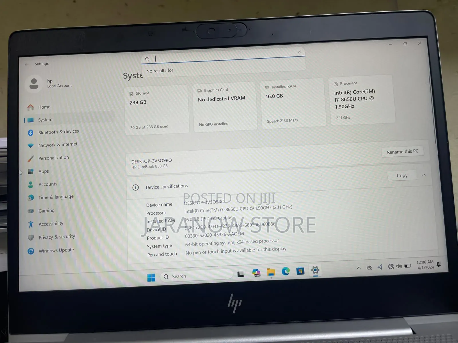 Laptop HP EliteBook 830 G5 16GB Intel Core i7 SSD 256GB