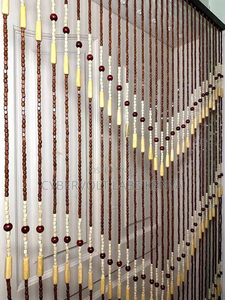 Wooden Beads Salon Curtain – Big Beads (100 × 180 Cm)
