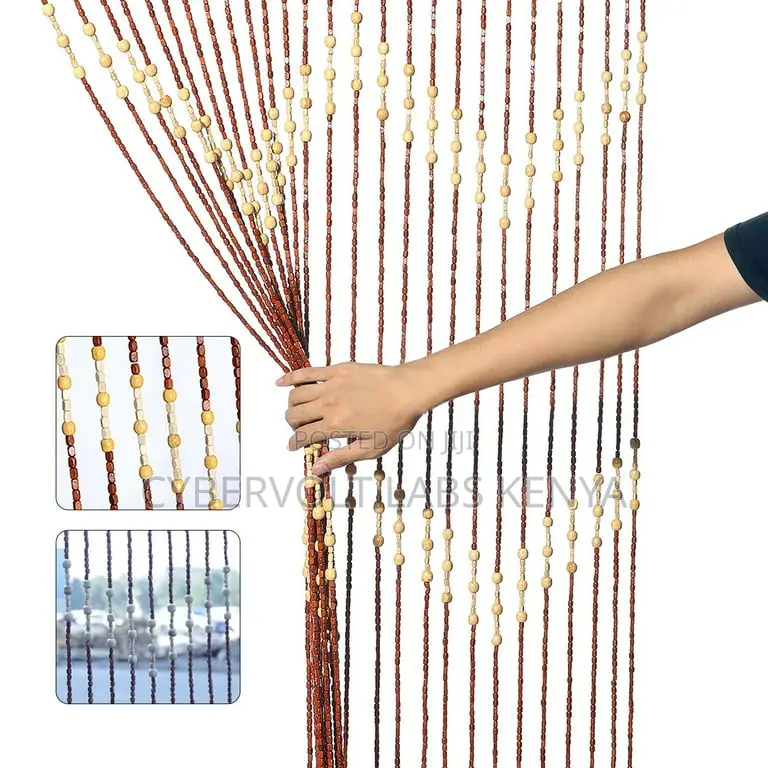 Wooden Beads Salon Curtain – Big Beads (100 × 180 Cm)