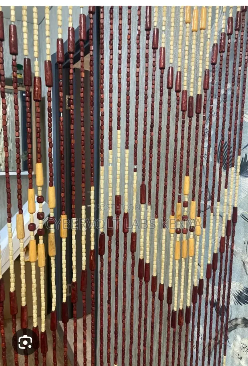 Wooden Beads Salon Curtain – Big Beads (100 × 180 Cm)