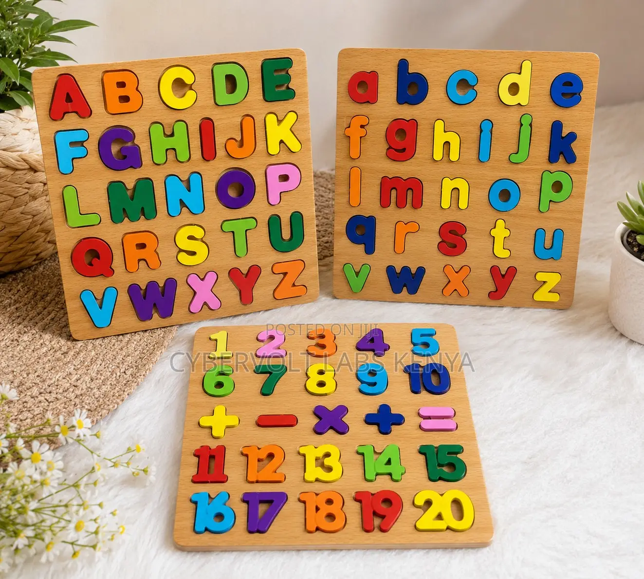 Wooden Alphabet Number Puzzle Board – Educational Toy