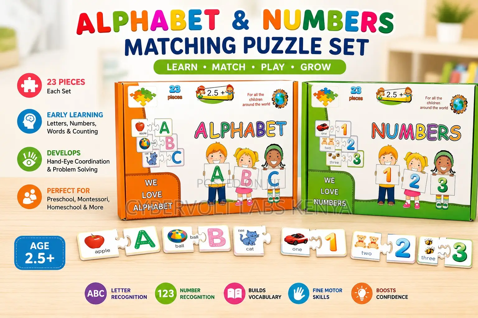 Alphabet Numbers Matching Puzzle Set