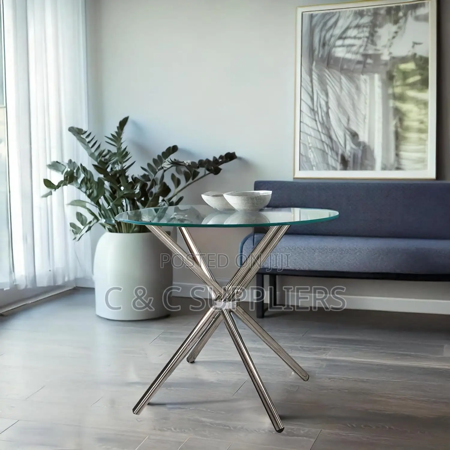 Round Dining Home Table With Glass Top
