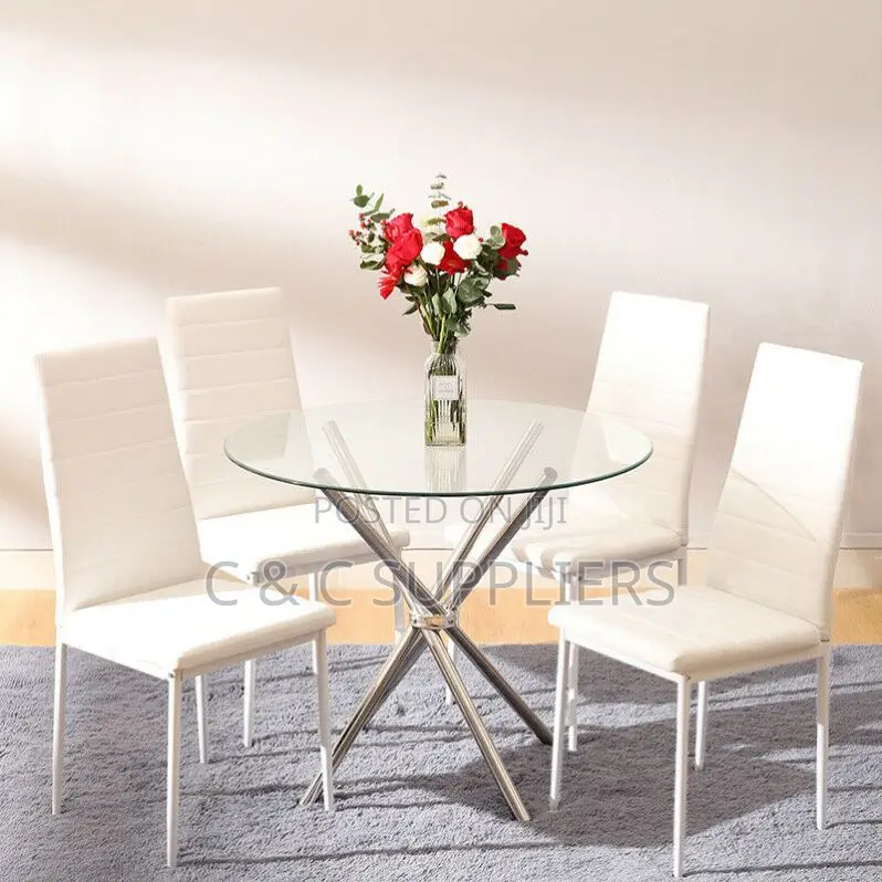 Round Dining Home Table With Glass Top