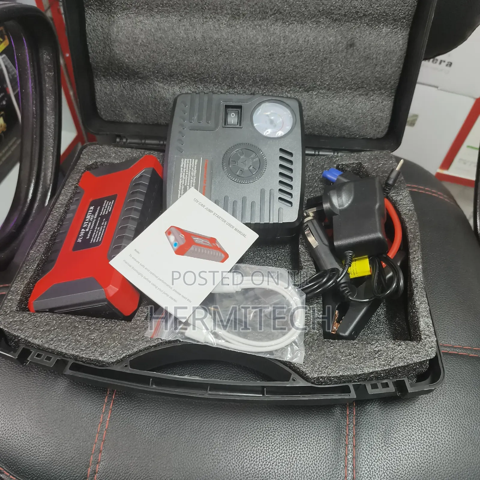 Compressor+ Battery Rechargeable Jump Starter Kit Full Kit