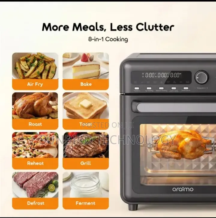 Oraimo Bakeair Pro 8-in-1 20l 230°C Large Capacity Air Oven.
