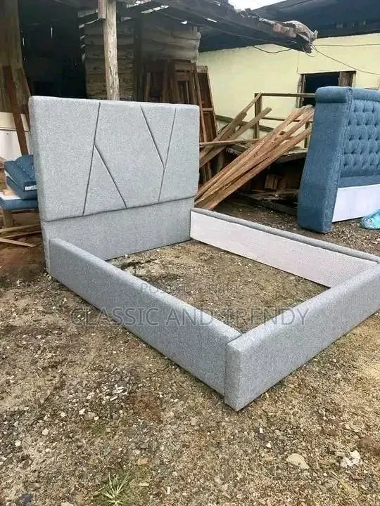 5x6 Modern Grey Upholstered Bed