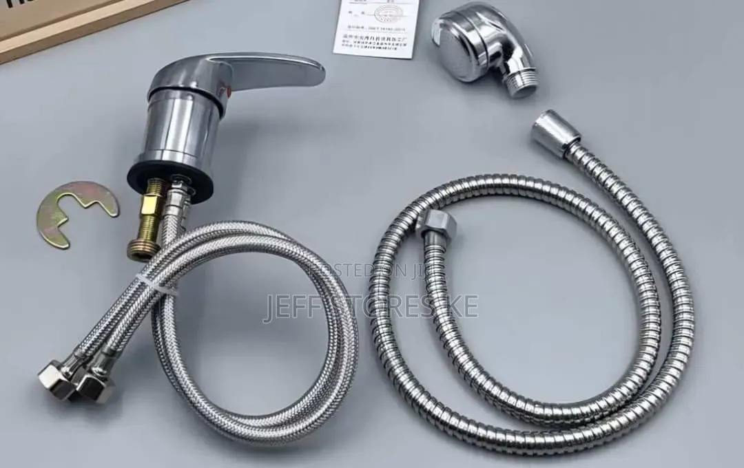 Silver And Long Sink Mixer With Shower Pipe