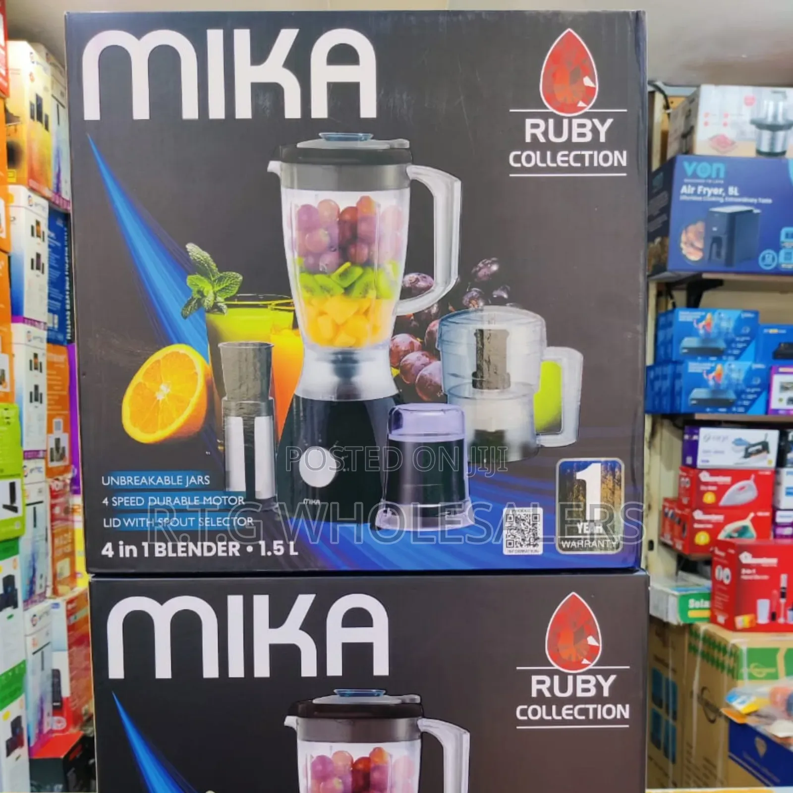 Mika 1.5l Blender With Grinder, Chopper Ss Filter
