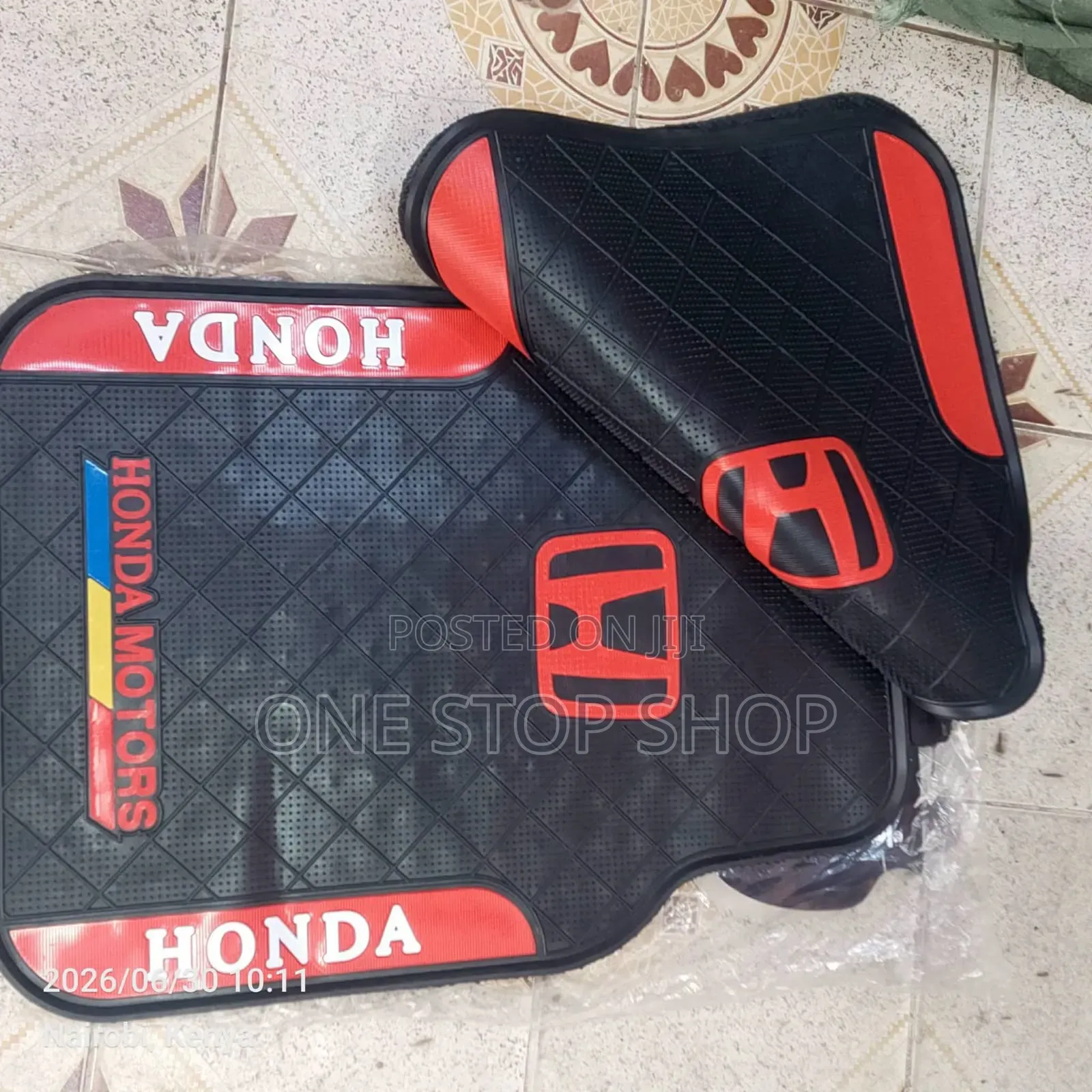 5pc Honda Motors Floor Carpet Mats With Red Accents