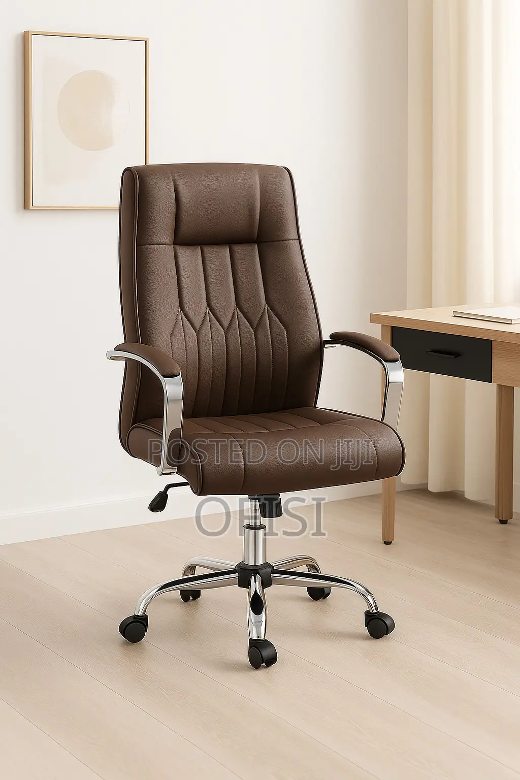 Office Chair; Executive High Back Leather Office Chair