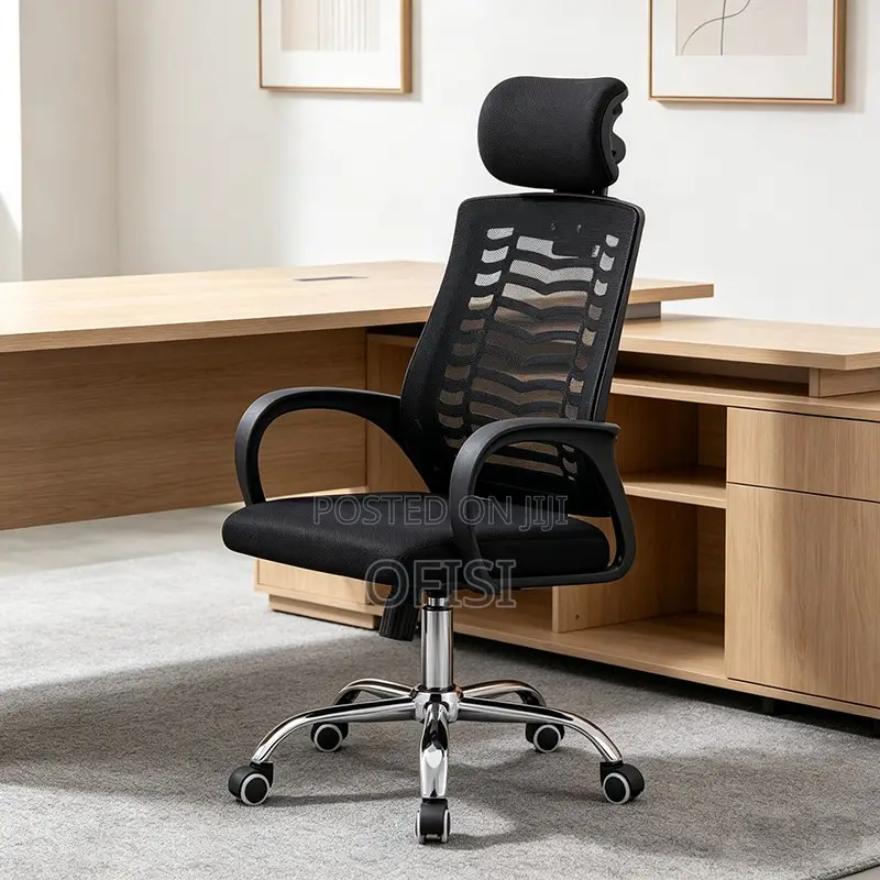 Office Chair; Ergonomic Headrest Mesh Office Chair