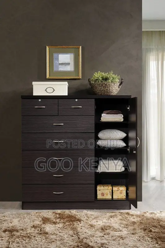 Drawer Chest; Multi-Storage Wood Drawer Chest With Cabinet for Clothes