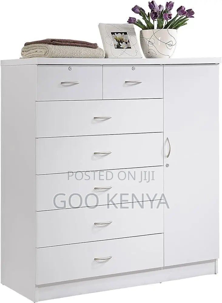 Drawer Chest; Multi-Storage Wood Drawer Chest With Cabinet for Clothes