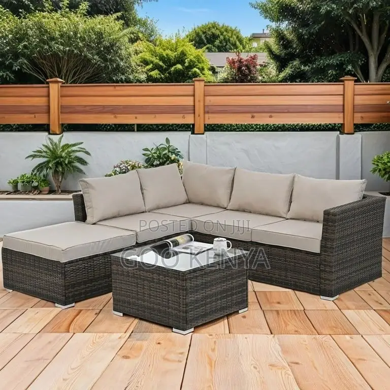 Outdoor Sofa;Modern Patio Corner Rattan Sofa With Comfortable Cushions