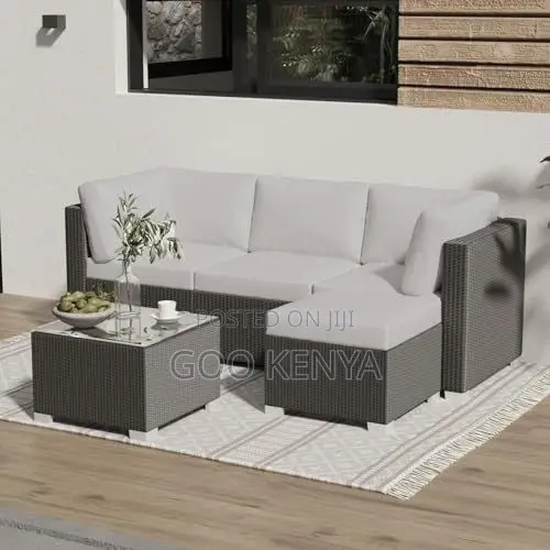 Outdoor Sofa;Modern Patio Corner Rattan Sofa With Comfortable Cushions