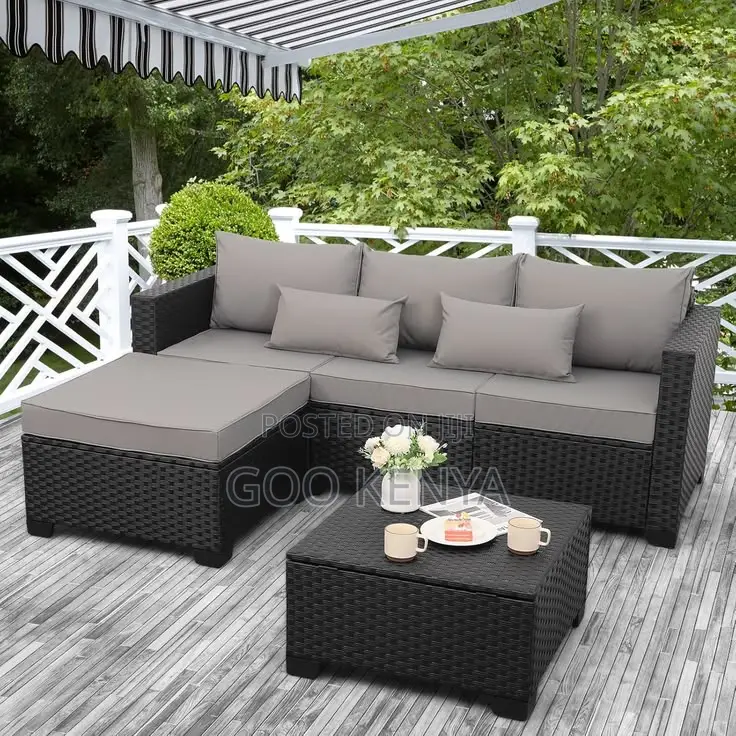 Outdoor Sofa;Modern Patio Corner Rattan Sofa With Comfortable Cushions