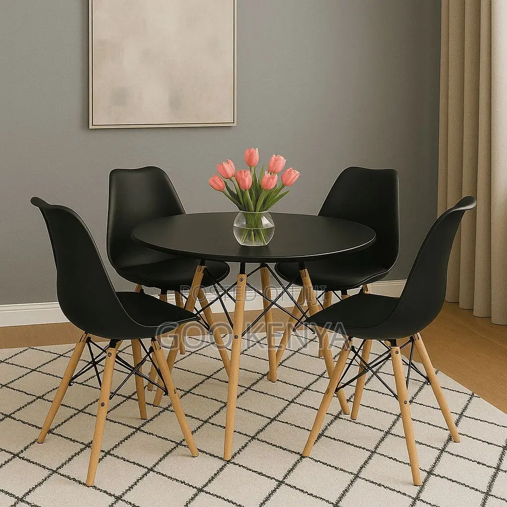 Dining Set; Elegant 4 Seater Eames Dining Set for Family Meals