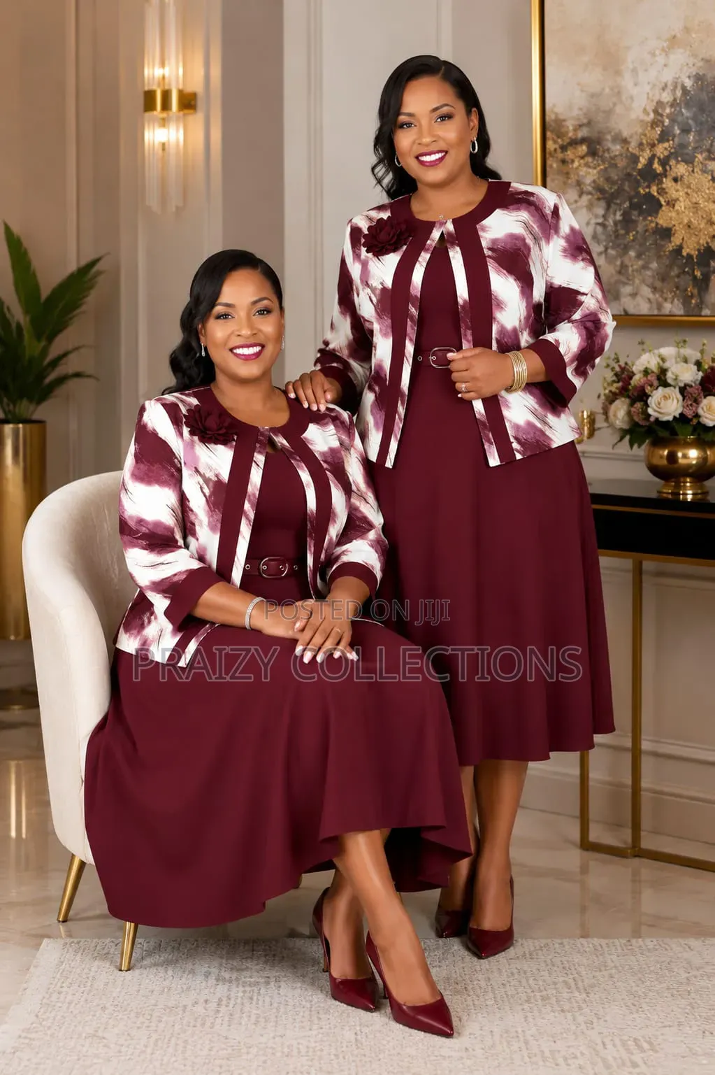 Mama's Monochrome Maxi Dress With Coloured Blazer