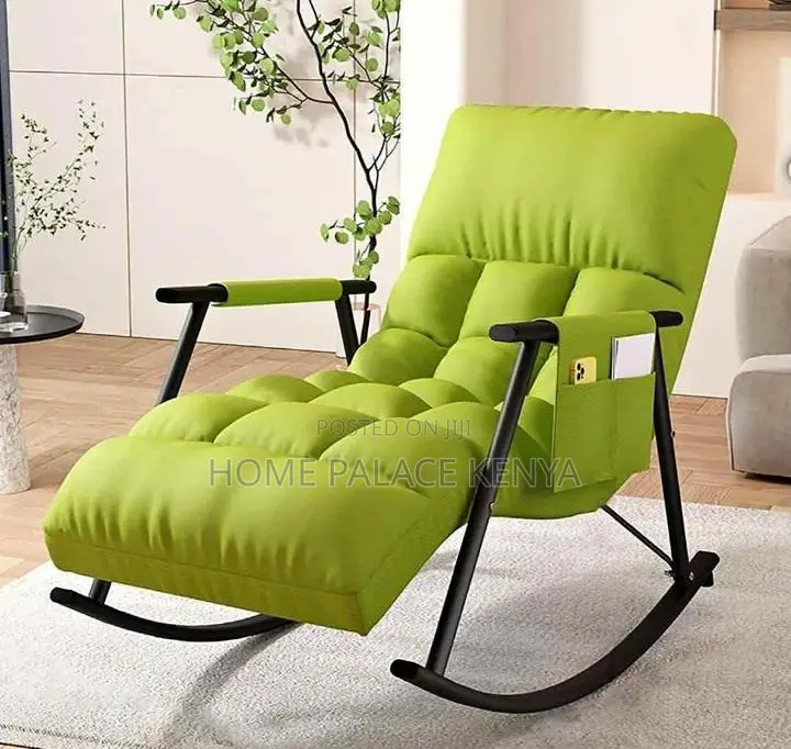 Rocking Chair: Light Green Padded Rocking Chair With Arms