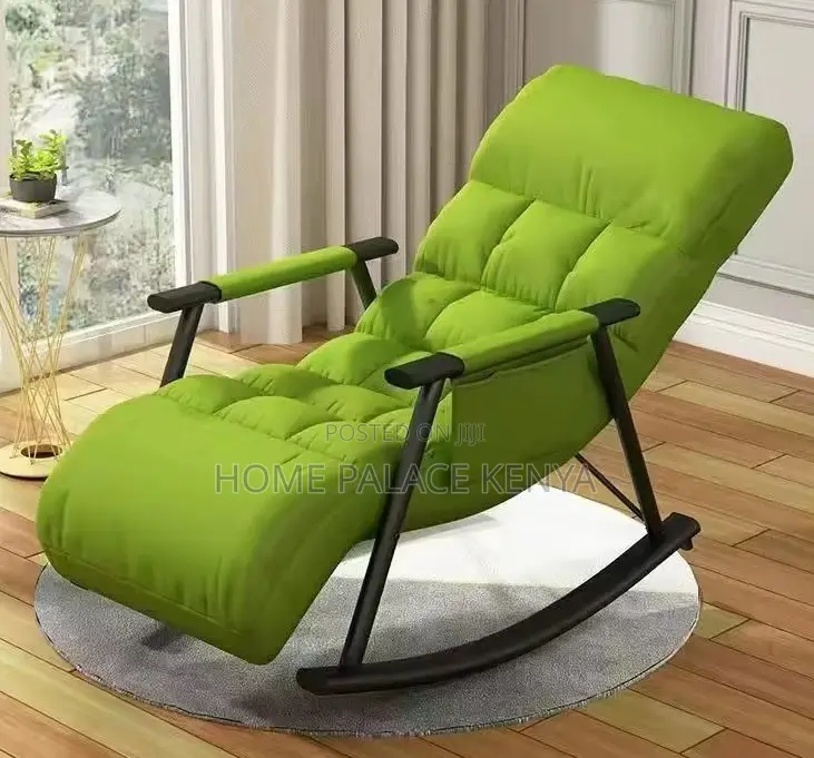 Rocking Chair: Light Green Padded Rocking Chair With Arms