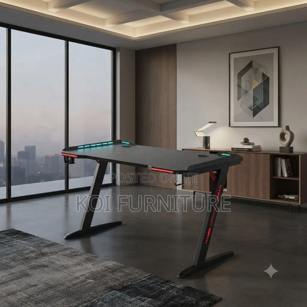 Office Desk; Home Office Computer Gaming Desk With Led Lightings