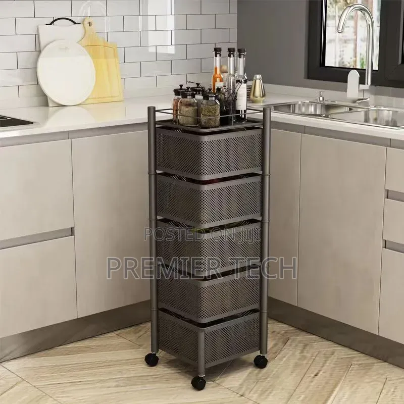 Square Fruit Rack With Wheels* 5 Tier/Layer