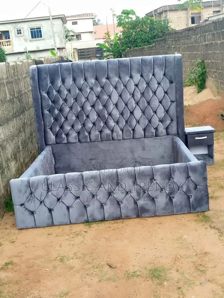 5x6 Upholstered Bed With a Beside Drawer