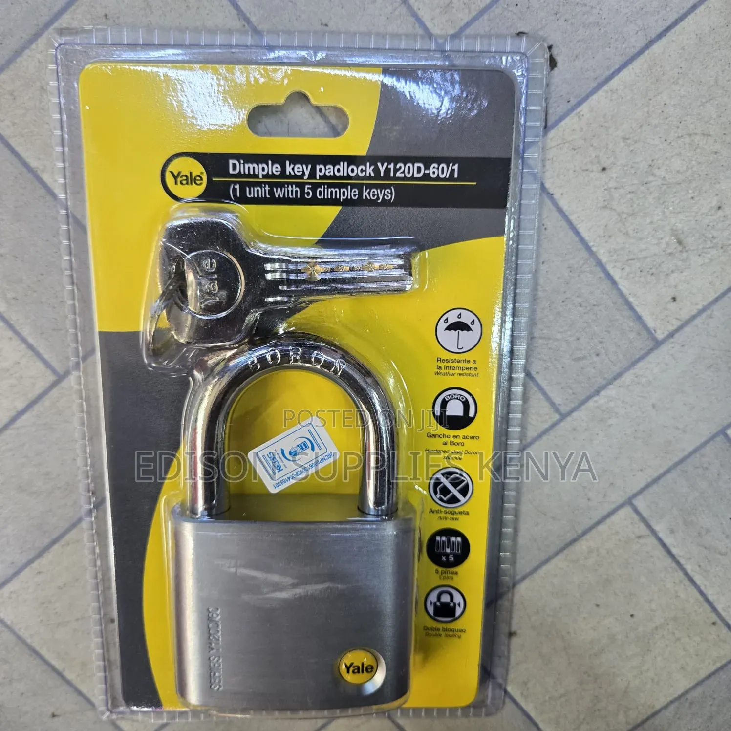 60mm Yale Dimple Key Padlock, Weather Resistant, Anti-theft Padlock
