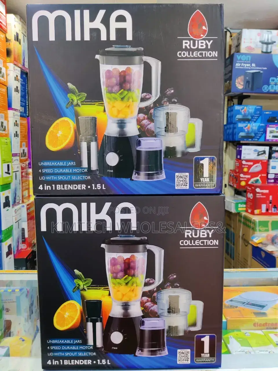 Mika Series Mika Blender, 1.5l, 4 in 1, With Grinder, Chopper , 400w