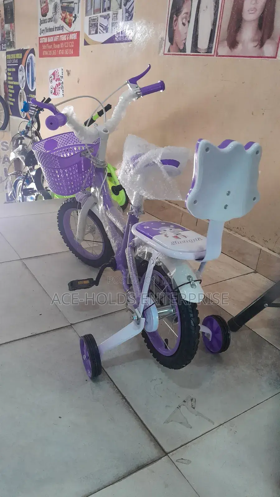 Beautiful Purple Kids Bike - Size 12" Wheel With Basket