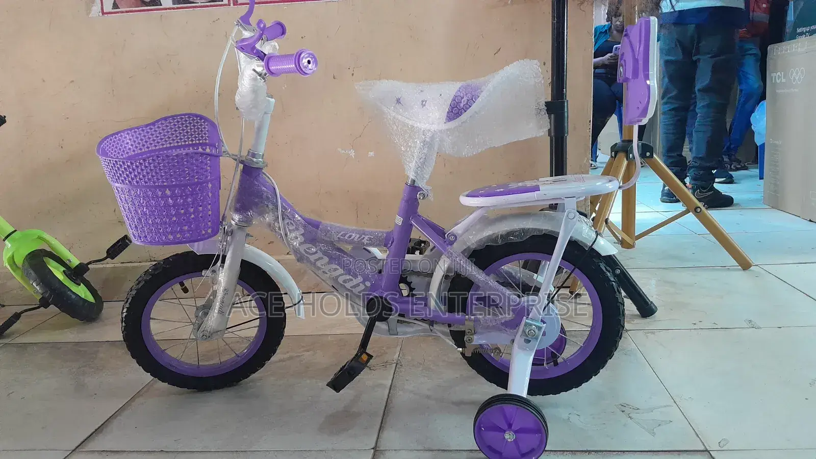 Beautiful Purple Kids Bike - Size 12" Wheel With Basket