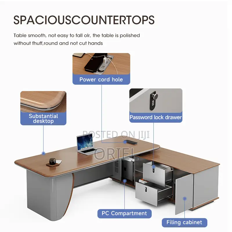 Office Desk : 220cm Executive L-Shaped Desk