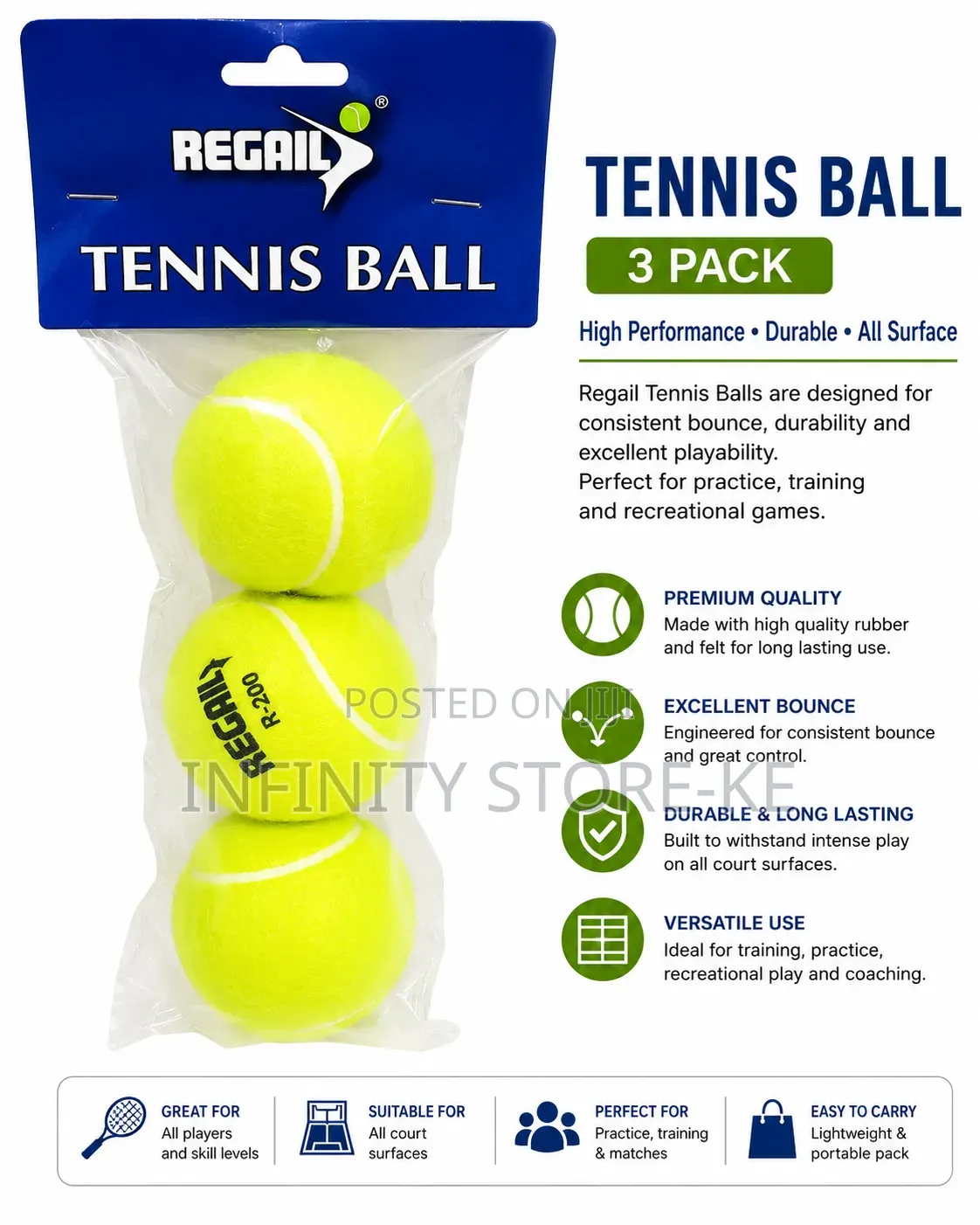 Premium Tennis Balls 3 Pack – Durable Tennis Balls for Training