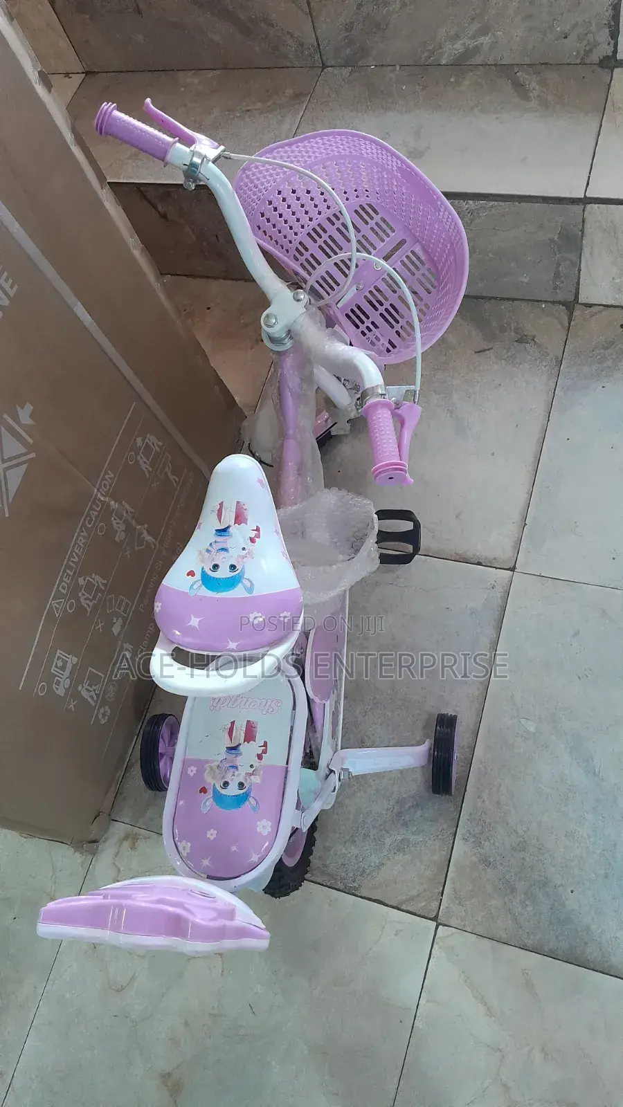 Pinky Design Kids Bike - Size 12" Wheel With Support Trainers