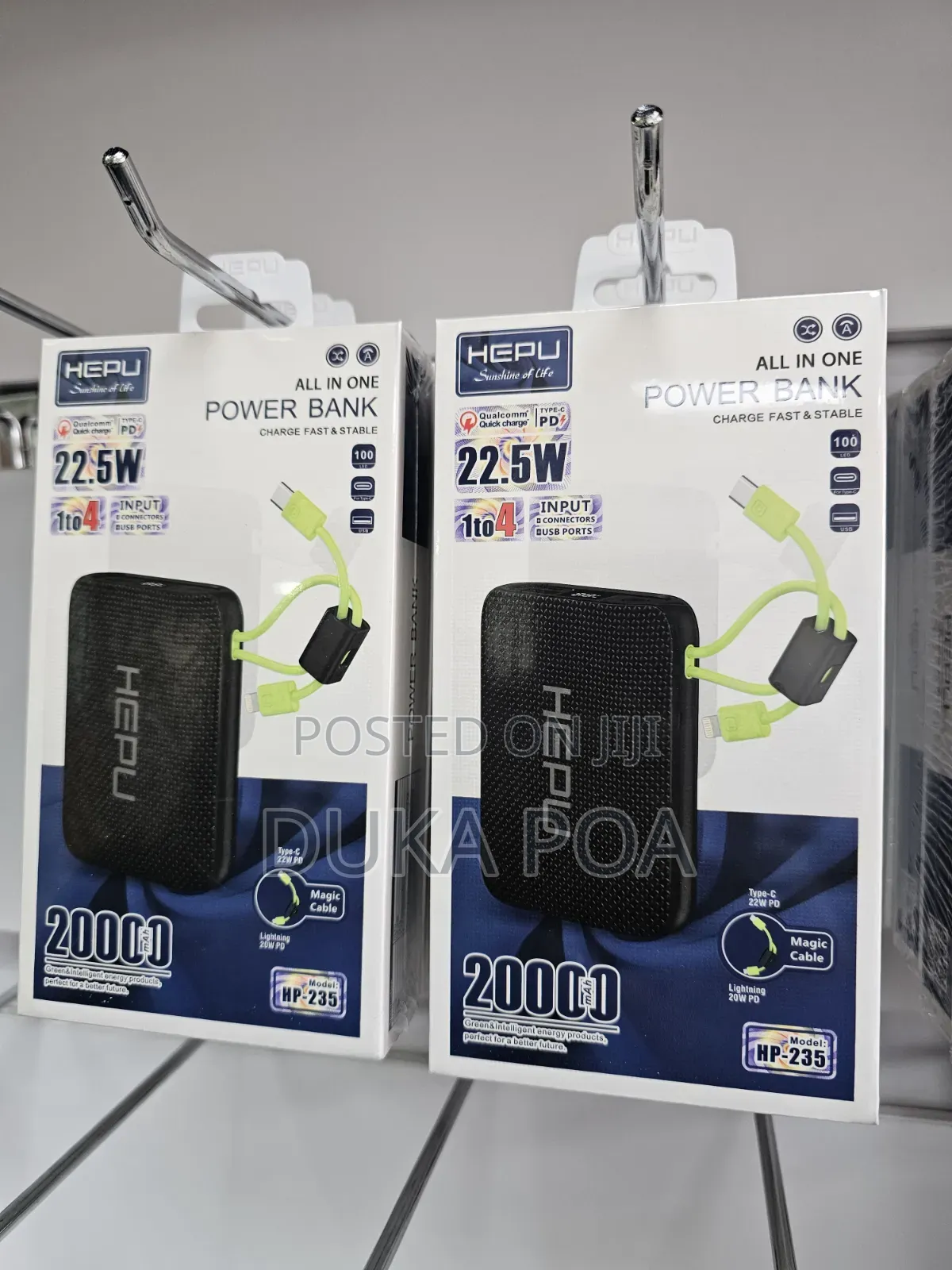 Hepu Powerbank 20,000 Mah U Ique and Sleek Powerbank With Cables
